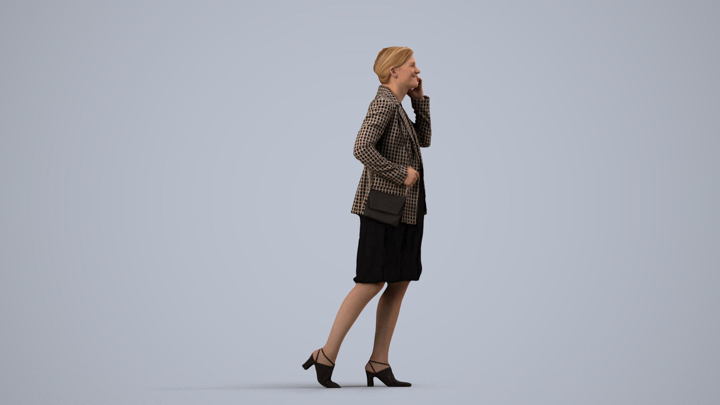photogrammetry 3D woman business, realistic human model archviz FBX, side view render