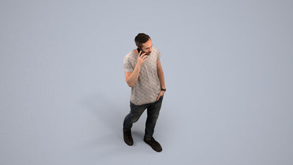 scanned 3D man casual walking, photogrammetry people for Enscape and V-Ray, back view render