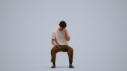 3D people model man casual sitting, scanned human for 3ds Max rendering, standing pose render
