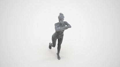 photogrammetry 3D woman pool, realistic human model archviz FBX, wireframe three-quarter view