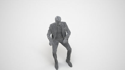 3D scanned man business, photorealistic archviz people for Enscape and SketchUp, wireframe three-quarter view