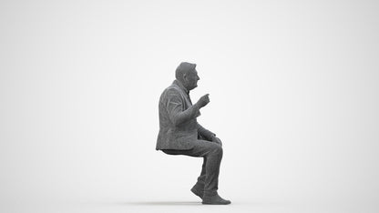 3D scanned man business, photorealistic archviz people for Enscape and SketchUp, wireframe side view