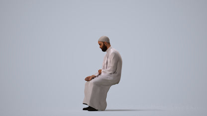 3D people model man sitting, scanned human for 3ds Max rendering, three-quarter view render