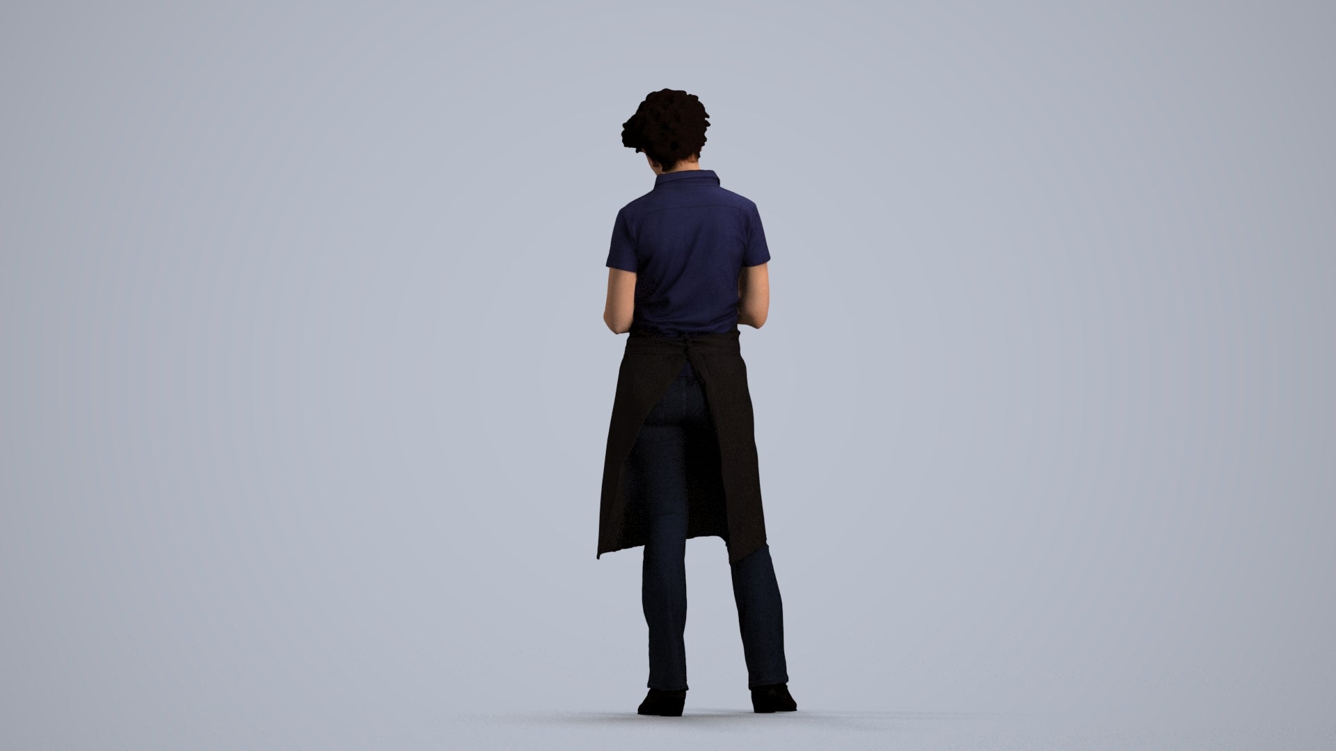 3D scanned woman hospitality, photorealistic archviz people for Enscape and SketchUp, front view render
