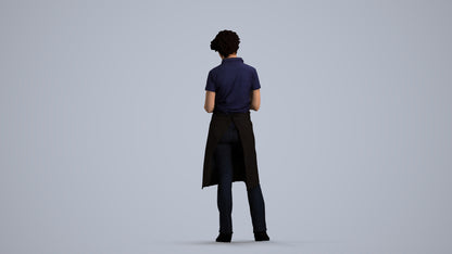 3D scanned woman hospitality, photorealistic archviz people for Enscape and SketchUp, front view render