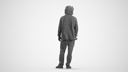 realistic 3D people man casual standing, render-ready for V-Ray and Corona, FBX OBJ, wireframe front view