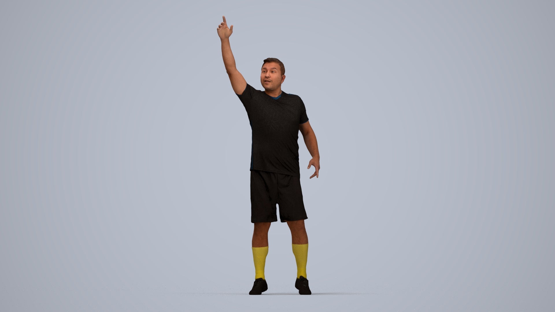 realistic 3D man sport, scanned archviz people for Blender and 3ds Max, top-down view render