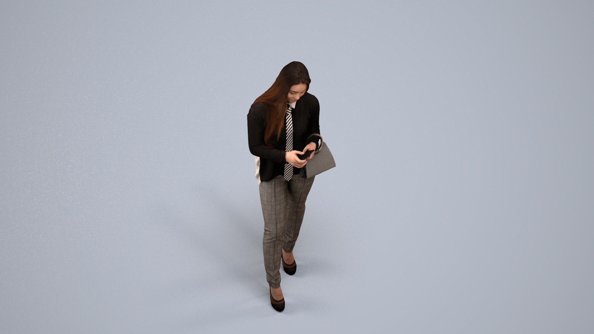 realistic 3D people woman business standing, render-ready for V-Ray and Corona, FBX OBJ, back view render