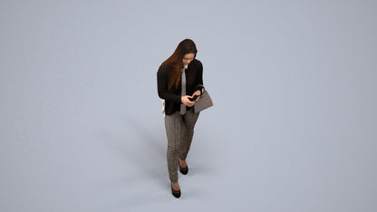 realistic 3D people woman business standing, render-ready for V-Ray and Corona, FBX OBJ, back view render