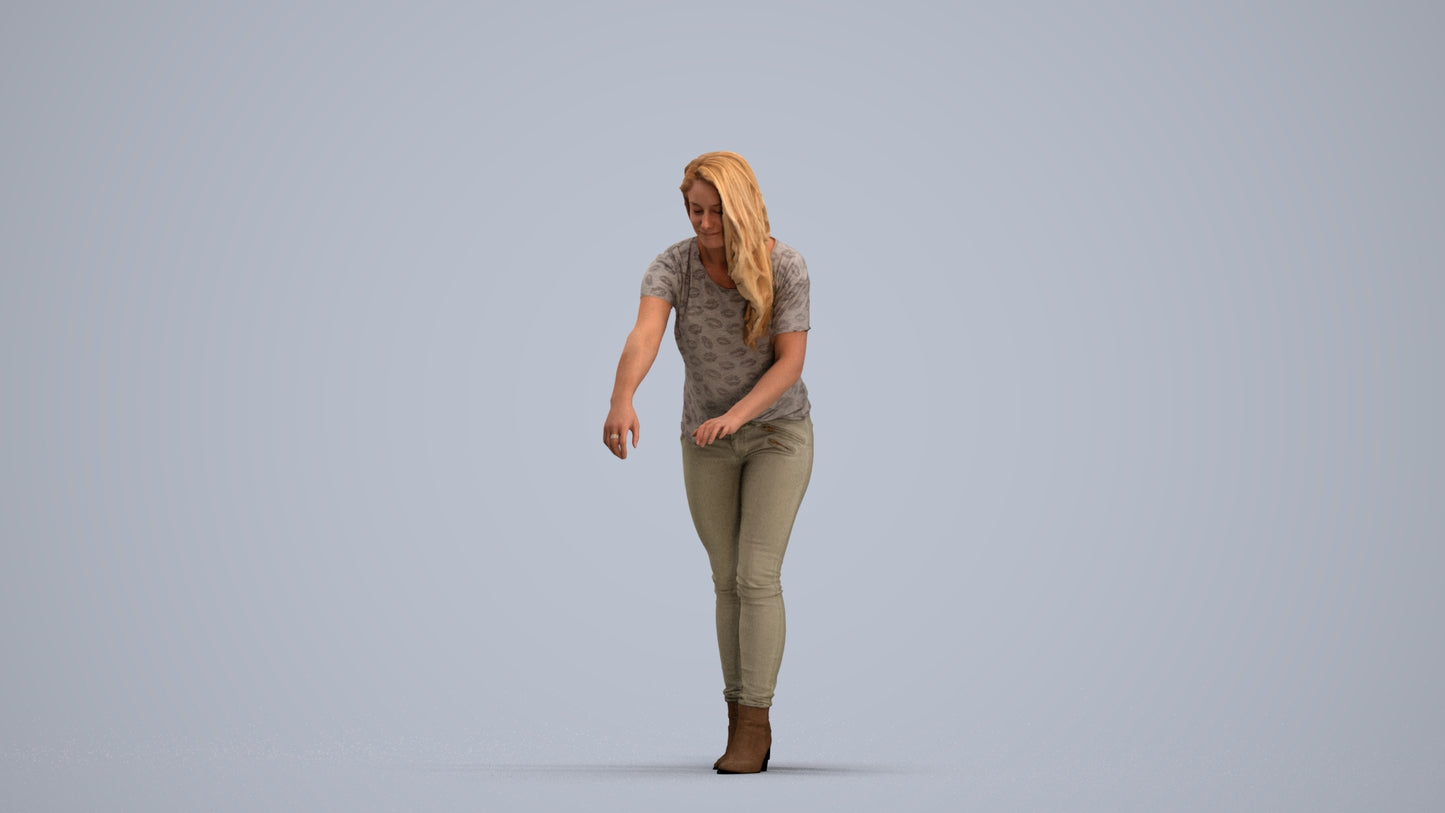 scanned 3D woman casual standing, photogrammetry people for Enscape and V-Ray, standing pose render