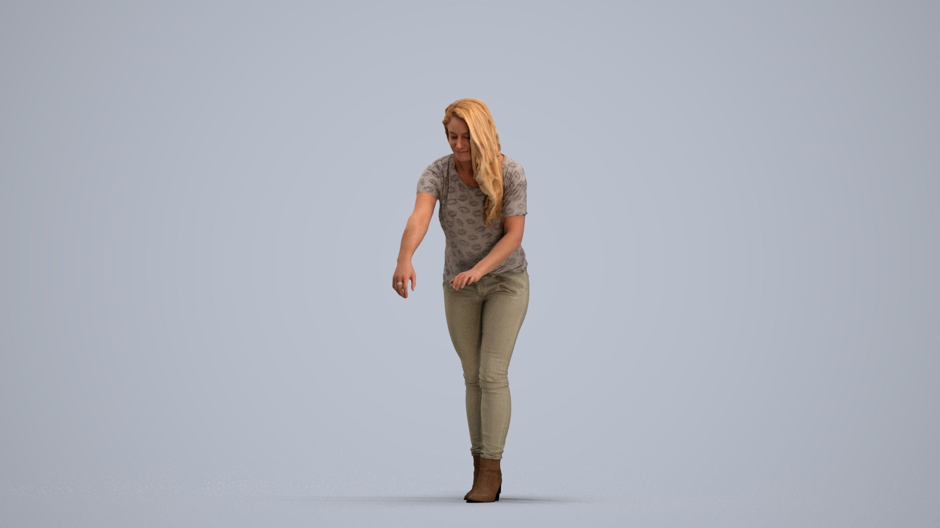 scanned 3D woman casual standing, photogrammetry people for Enscape and V-Ray, standing pose render
