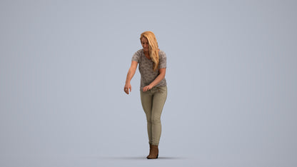 scanned 3D woman casual standing, photogrammetry people for Enscape and V-Ray, standing pose render