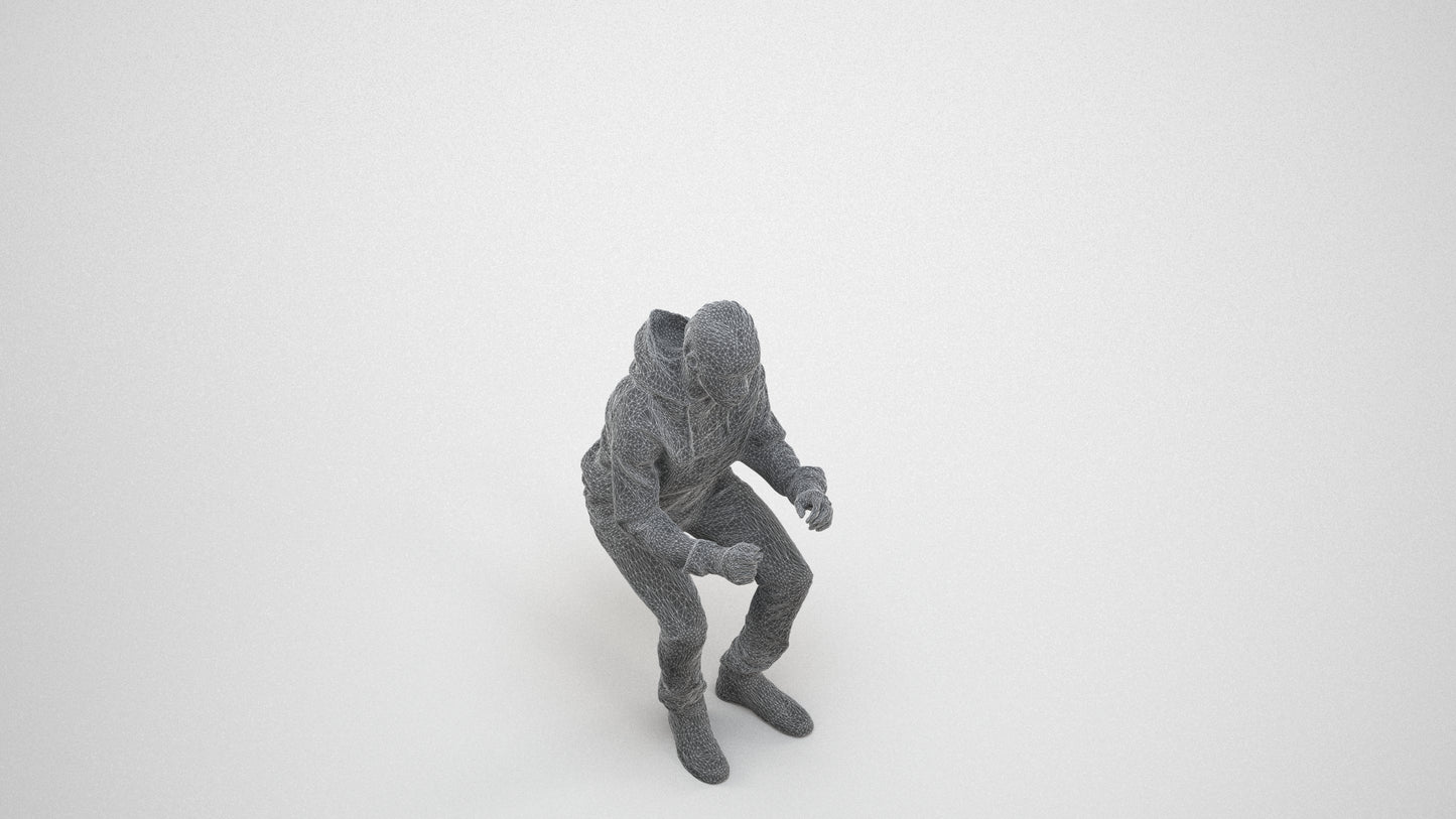 3D people model boy casual kids, scanned human for 3ds Max rendering, wireframe three-quarter view