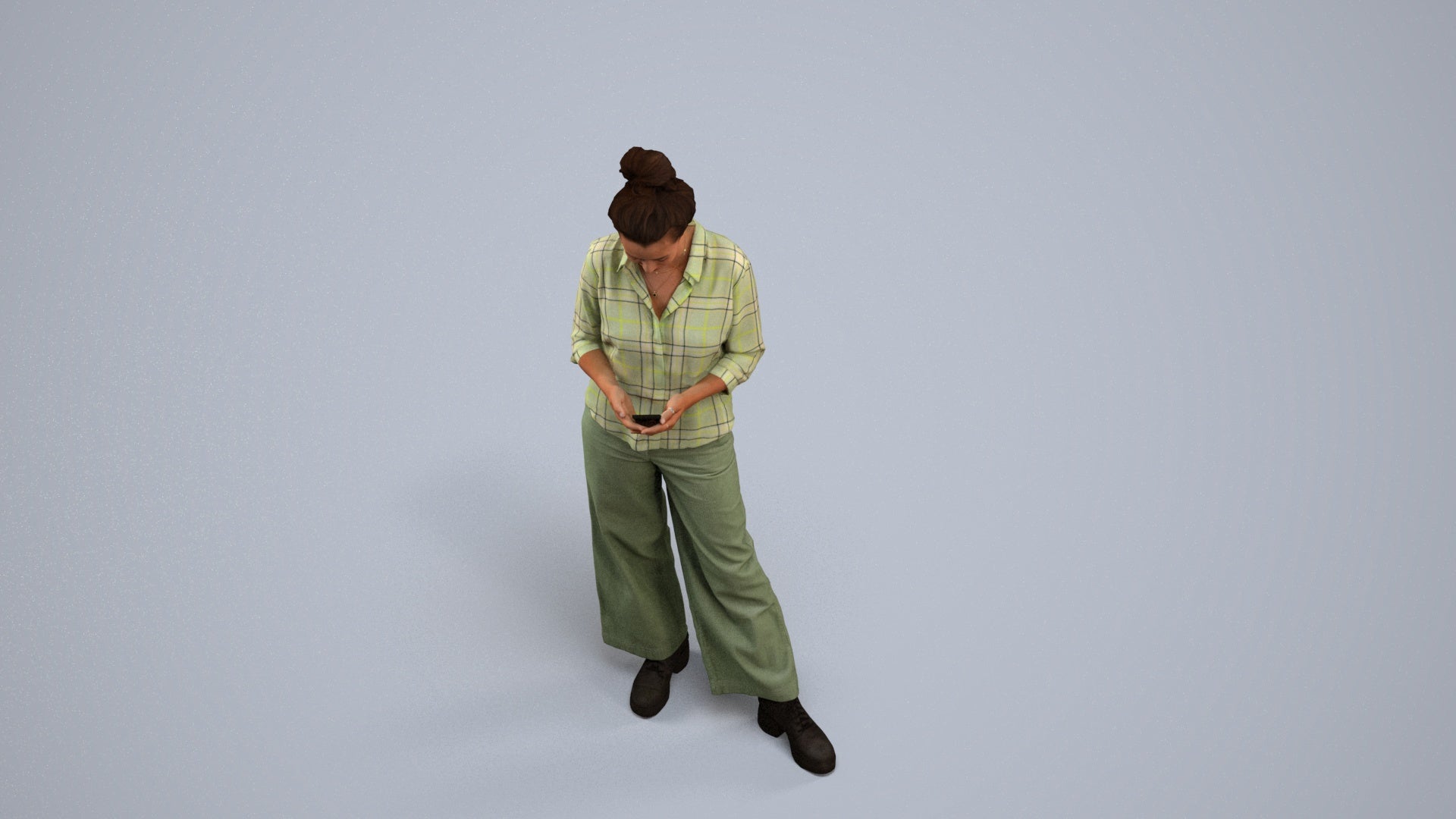 scanned 3D woman casual standing, photogrammetry people for Enscape and V-Ray, back view render