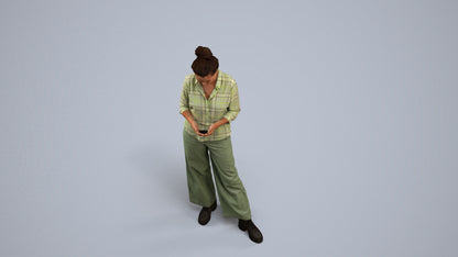 scanned 3D woman casual standing, photogrammetry people for Enscape and V-Ray, back view render
