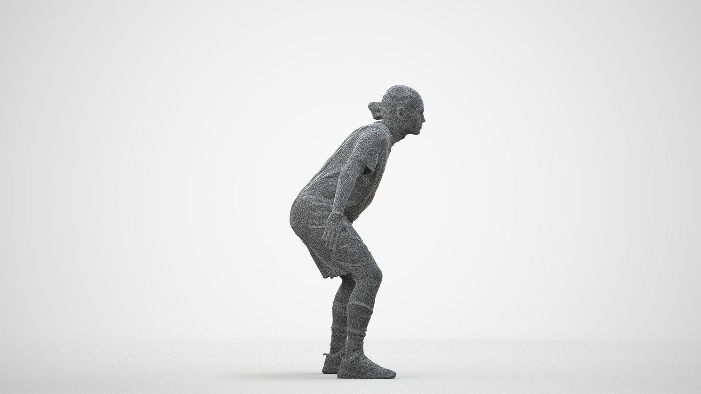 scanned 3D man sport, photogrammetry people for Enscape and V-Ray, wireframe side view