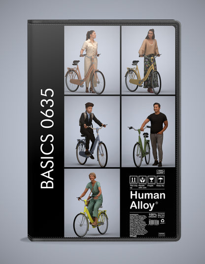 realistic 3D people cycling set, 5 render-ready models for V-Ray and Corona