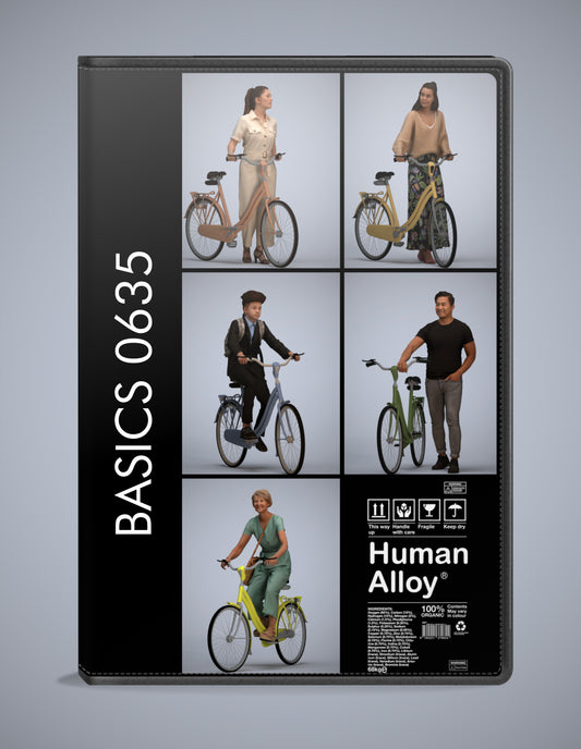 realistic 3D people cycling set, 5 render-ready models for V-Ray and Corona