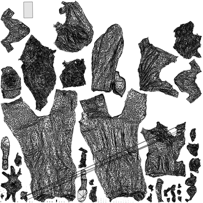 3D human model woman business, photogrammetry scanned person for archviz, wireframe top-down view