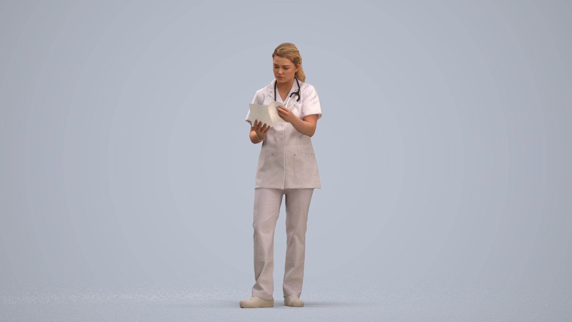 realistic 3D people woman medical, render-ready for V-Ray and Corona, FBX OBJ, standing pose render