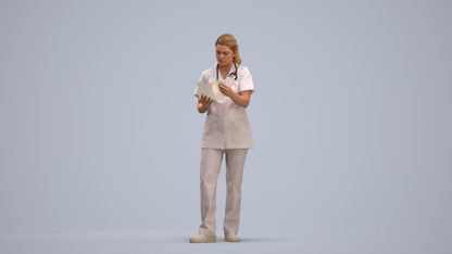 realistic 3D people woman medical, render-ready for V-Ray and Corona, FBX OBJ, standing pose render
