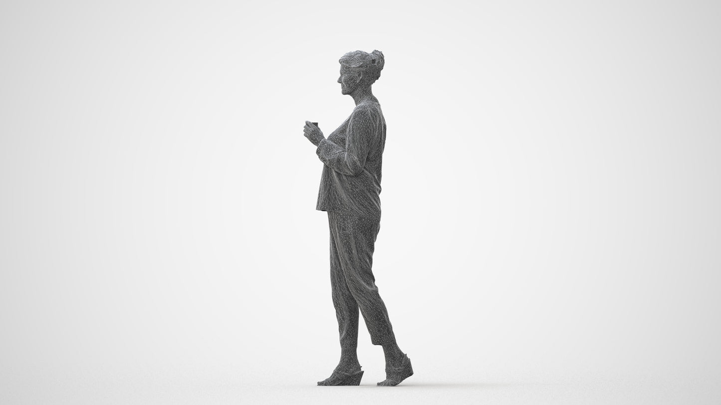 scanned 3D woman casual walking, photogrammetry people for Enscape and V-Ray, square thumbnail