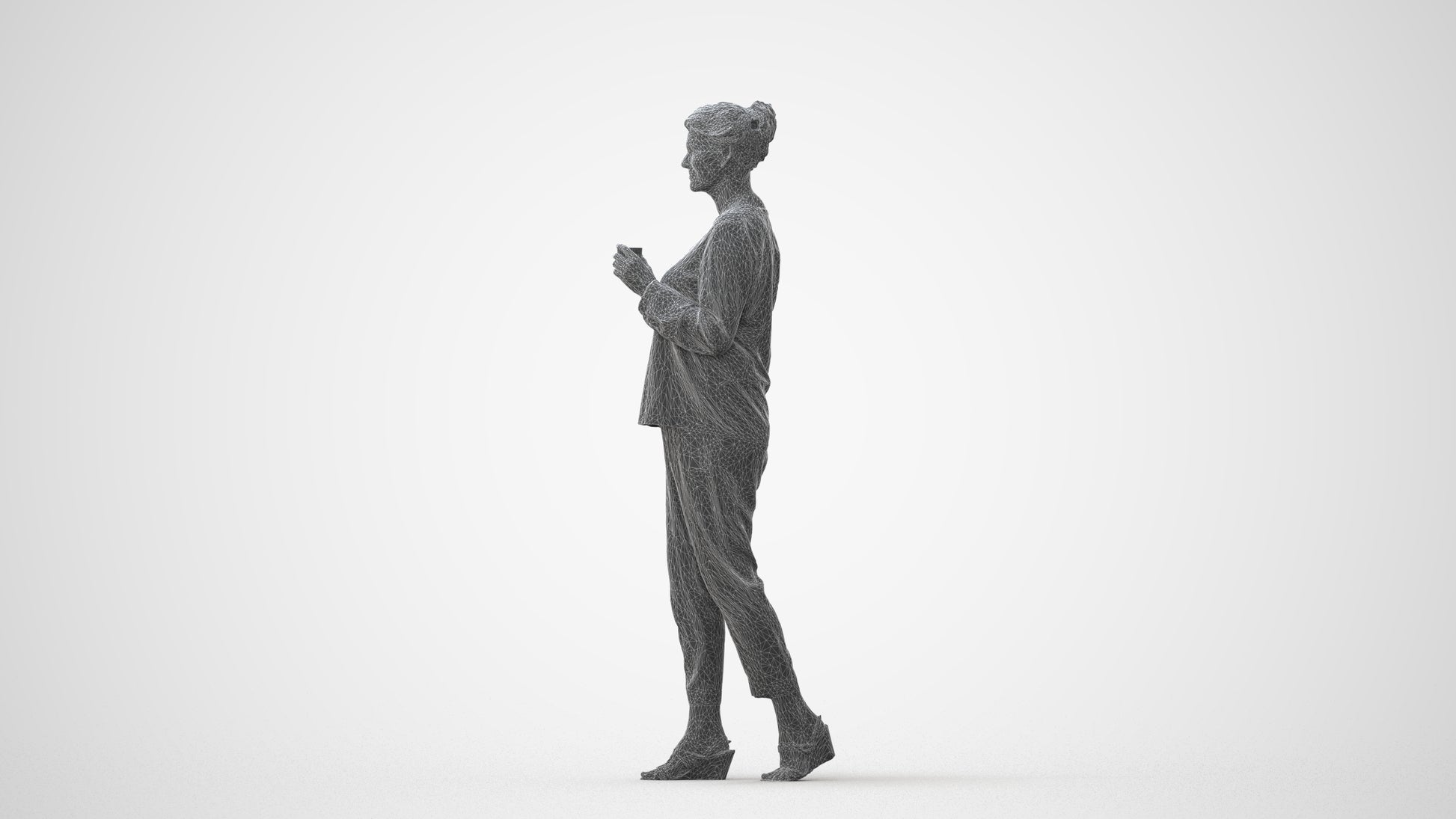 scanned 3D woman casual walking, photogrammetry people for Enscape and V-Ray, square thumbnail