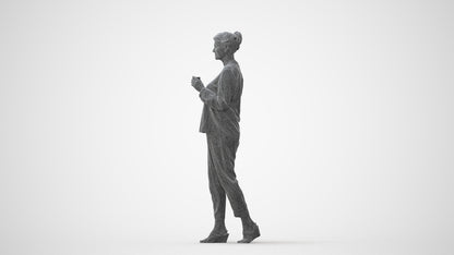 scanned 3D woman casual walking, photogrammetry people for Enscape and V-Ray, square thumbnail