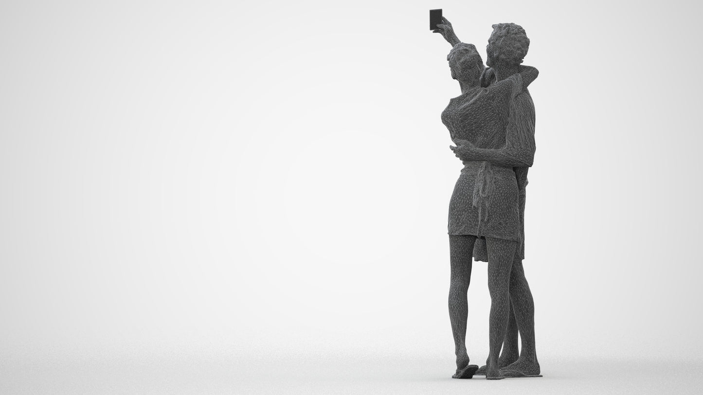 photogrammetry 3D woman casual couple, realistic human model archviz FBX, square thumbnail