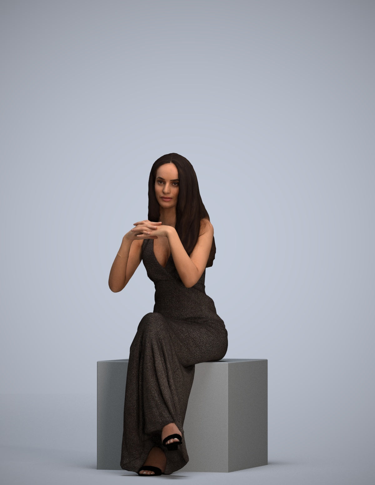 scanned 3D woman business formal, photogrammetry people for Enscape and V-Ray