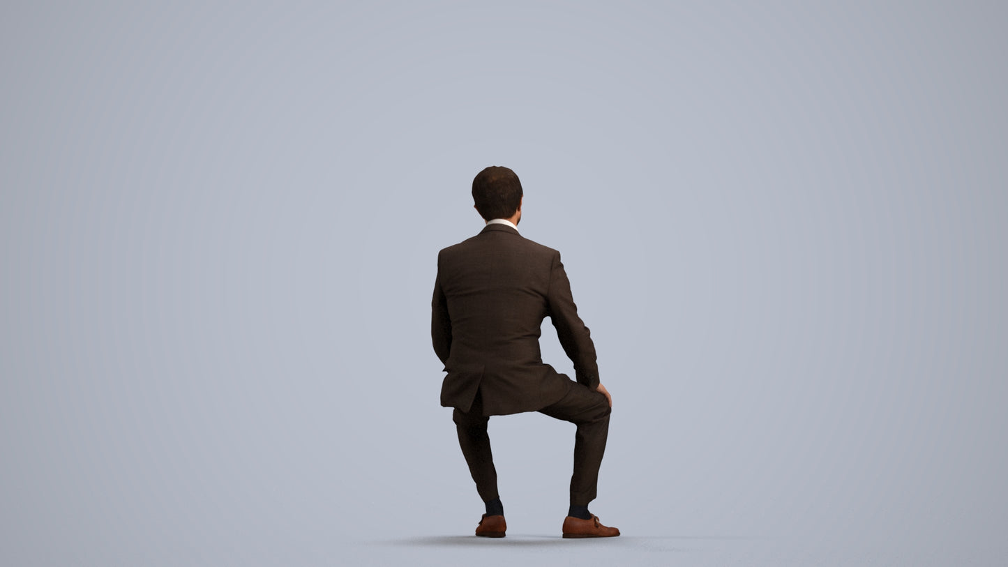 realistic 3D man business, scanned archviz people for Blender and 3ds Max, front view render