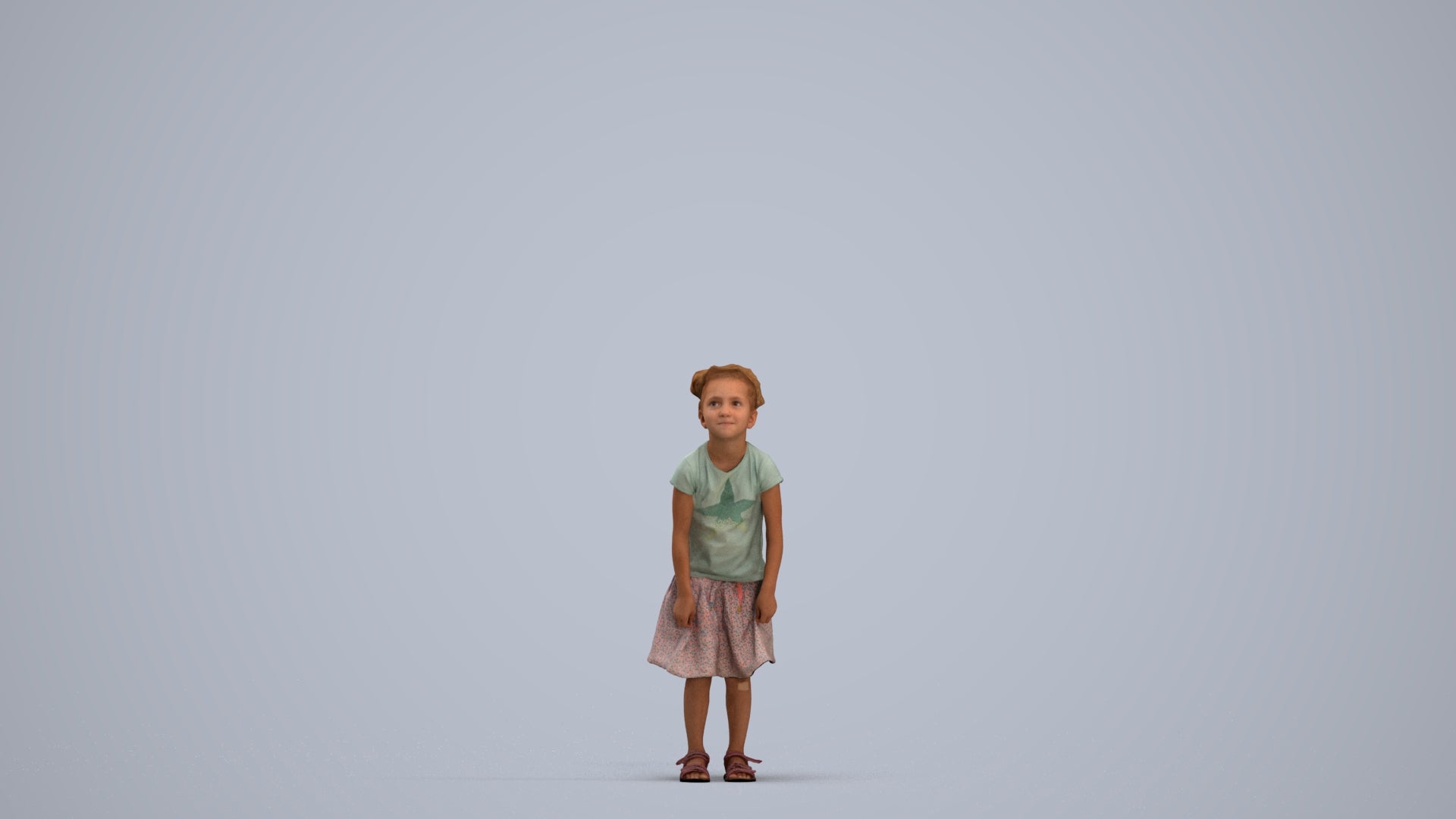 realistic 3D human girl casual kids, archviz people FBX OBJ for Blender, standing pose render