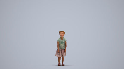 realistic 3D human girl casual kids, archviz people FBX OBJ for Blender, standing pose render