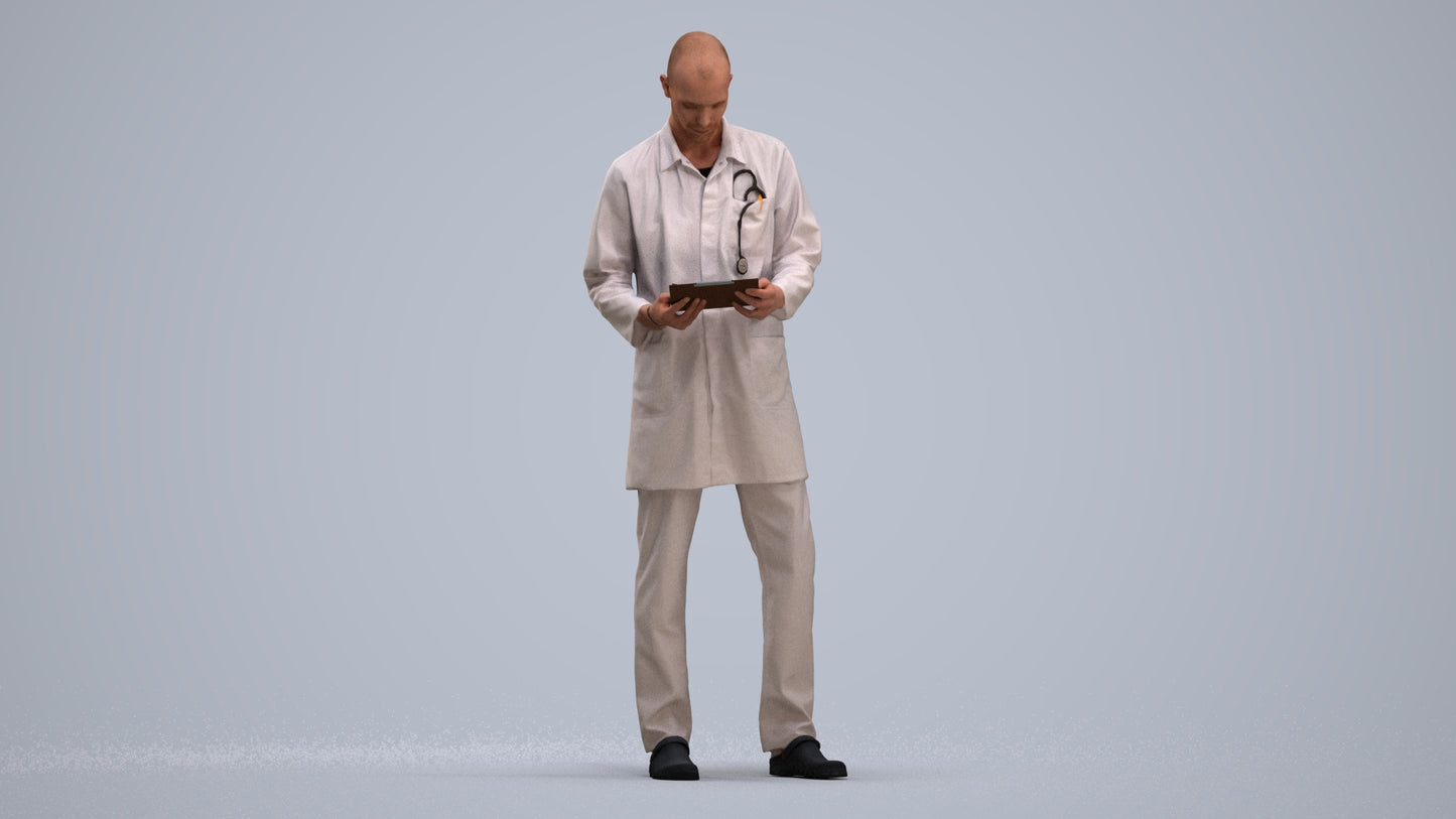 3D scanned man medical, photorealistic archviz people for Enscape and SketchUp, standing pose render