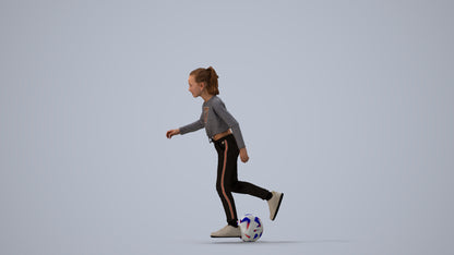 3D scanned girl kids sport, photorealistic archviz people for Enscape and SketchUp, three-quarter view render