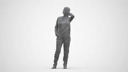 3D people model woman casual standing, scanned human for 3ds Max rendering, three-quarter front view render
