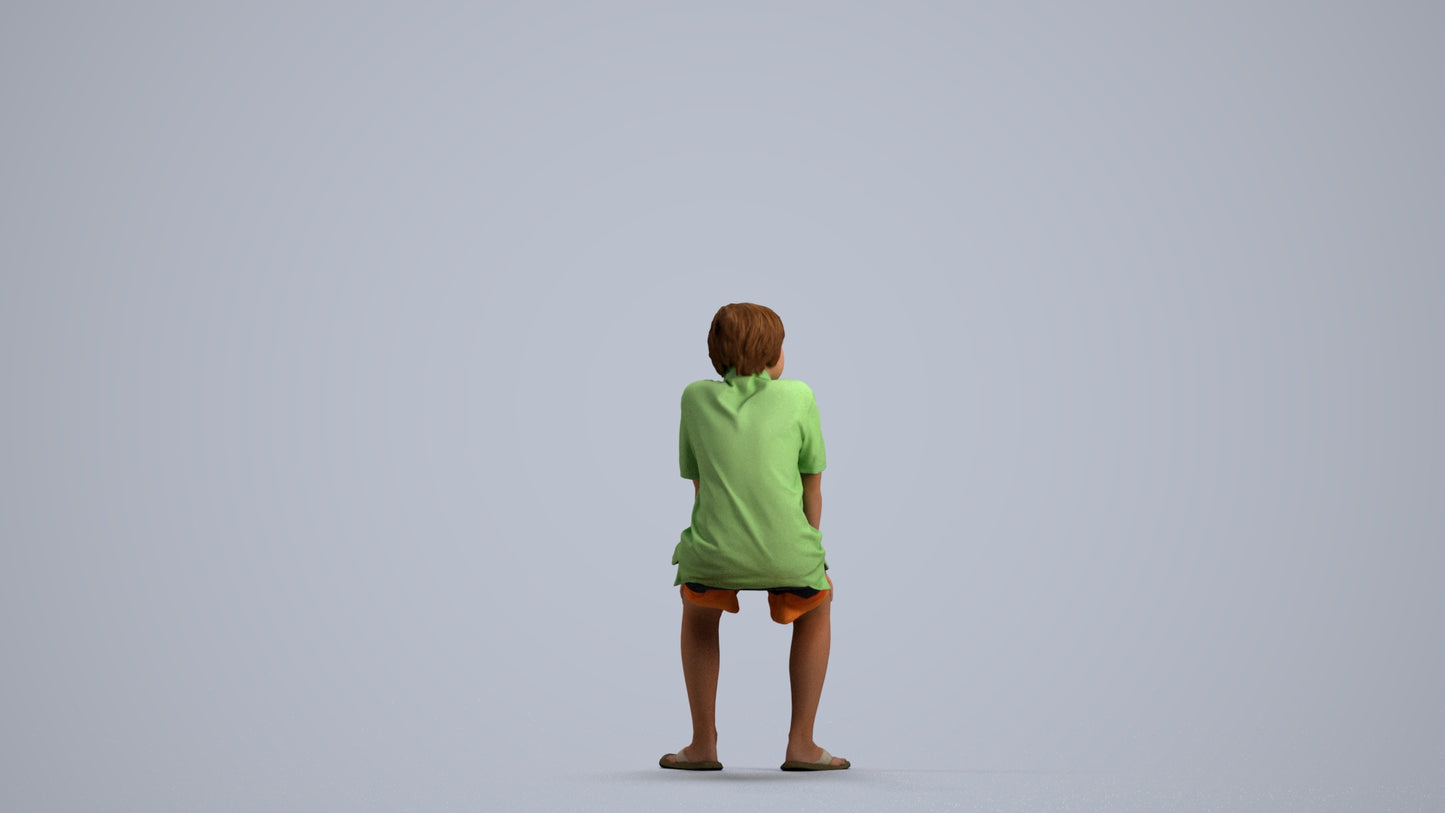 scanned 3D boy kids, photogrammetry people for Enscape and V-Ray, front view render