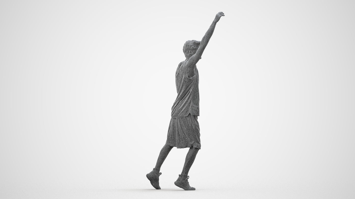 realistic 3D man sport, scanned archviz people for Blender and 3ds Max, wireframe side view