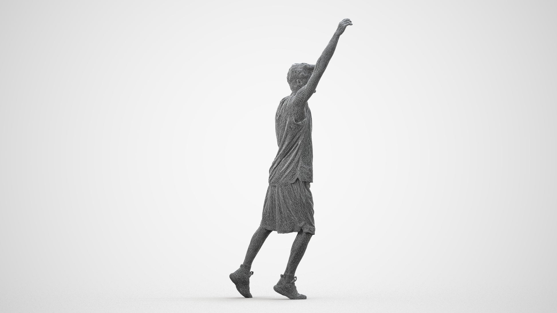 realistic 3D man sport, scanned archviz people for Blender and 3ds Max, wireframe side view