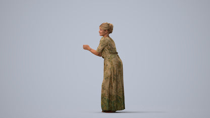 3D people model woman casual standing, scanned human for 3ds Max rendering, three-quarter view render