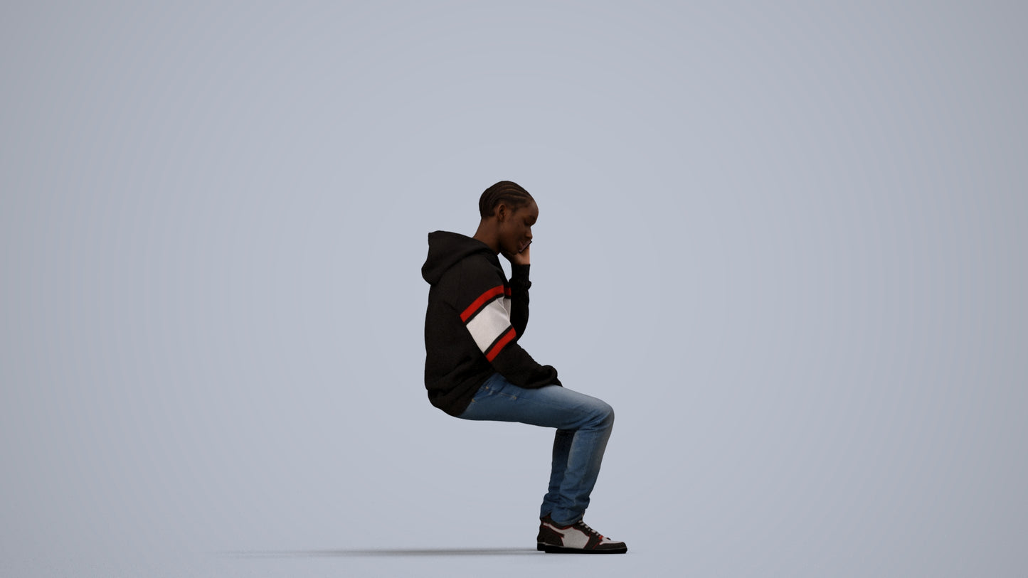 realistic 3D boy casual kids, scanned archviz people for Blender and 3ds Max, side view render