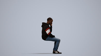 realistic 3D boy casual kids, scanned archviz people for Blender and 3ds Max, side view render