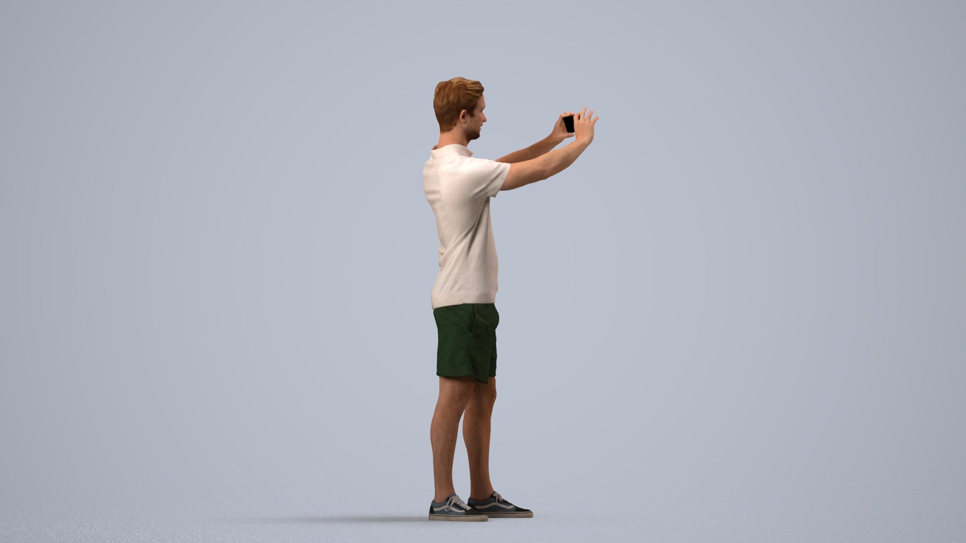 realistic 3D people man casual standing, render-ready for V-Ray and Corona, FBX OBJ, side view render