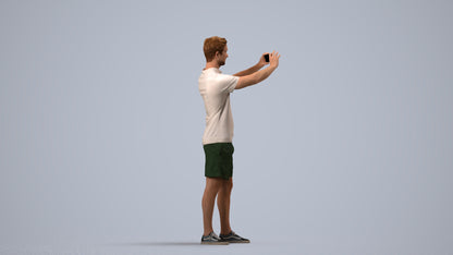 realistic 3D people man casual standing, render-ready for V-Ray and Corona, FBX OBJ, side view render