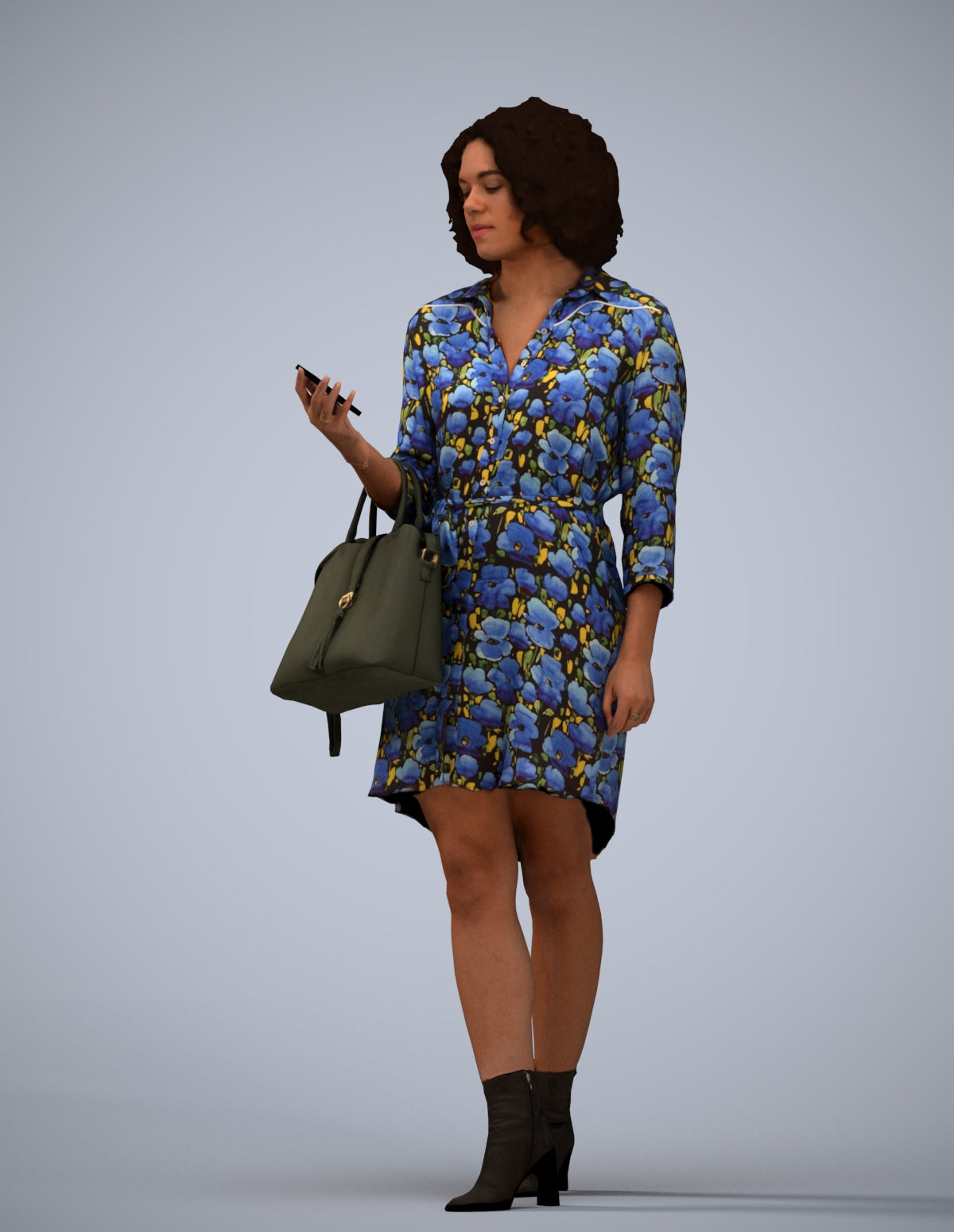 photogrammetry 3D woman casual walking, realistic human model archviz FBX