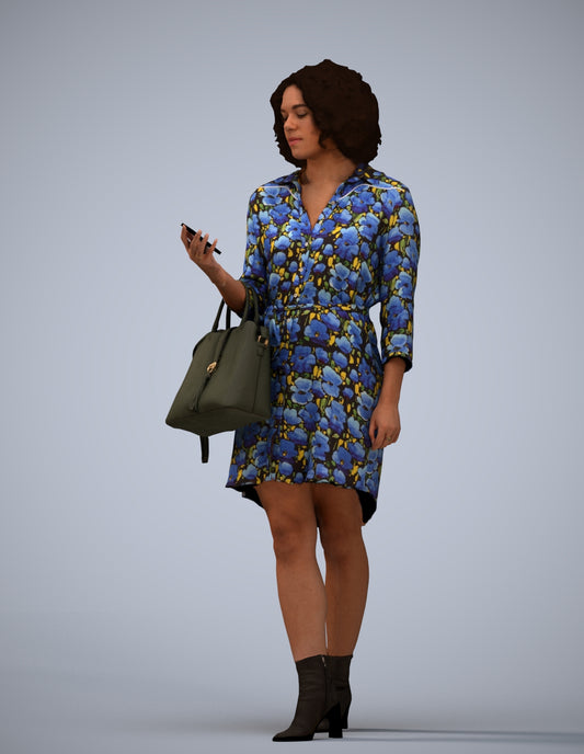photogrammetry 3D woman casual walking, realistic human model archviz FBX
