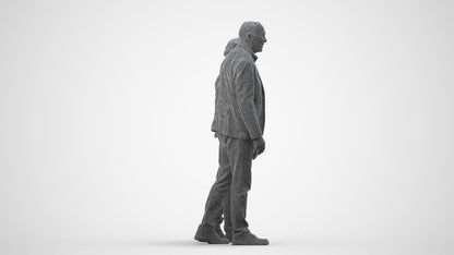3D people model senior woman casual couple, scanned human for 3ds Max rendering, wireframe side view