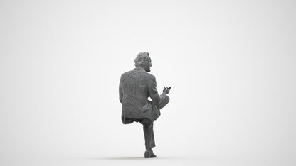 scanned 3D man business sitting, photogrammetry people for Enscape and V-Ray, wireframe side view
