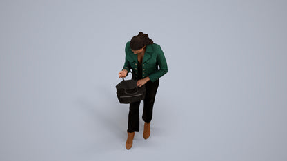 realistic 3D woman business standing, scanned archviz people for Blender and 3ds Max, back view render