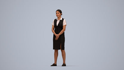 3D scanned woman hospitality, photorealistic archviz people for Enscape and SketchUp, top-down view render